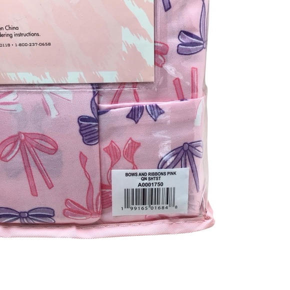 6pc Betsy Johnson Bows & Ribbons Purple Coquette Balletcore Queen Sheet Set - Picture 4 of 4